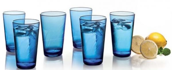 Jogo 6 Copos (550 ml cada) em Poliestireno Azul - Tritec