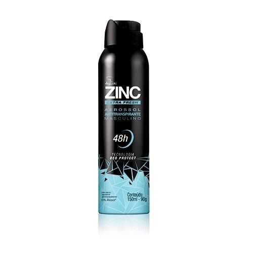 Zinc Extra Fresh Desodorante Aerossol Antitranspirante Masculino 48h 150 ml