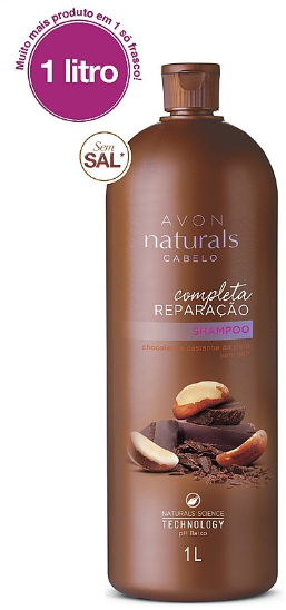 Avon Naturals Chocolate e Castanha do Pará Shampoo Completa Reparação. 1 L